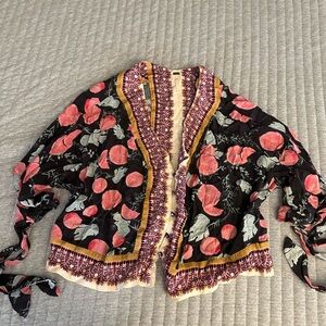 Free people Bohemian Floral top pink citrus